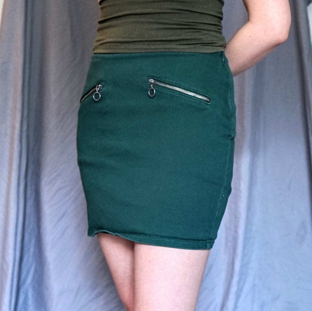 Forest Cool Green Mini Skirt
